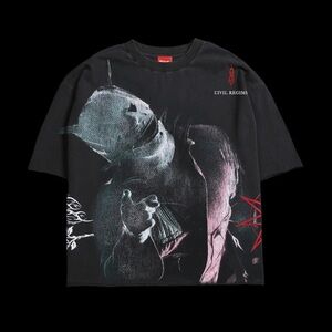 Medium Civil Regime x SlipKnot #3 Box Cut Dungeon Tee in Vintage Ashes